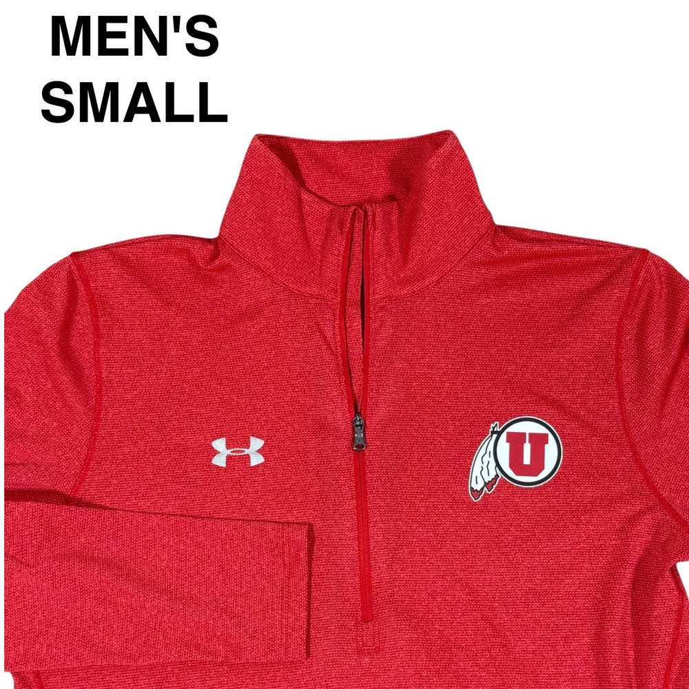 Under Armour Utah Utes 1/4 Zip Pullover Men's Medium Red Long Sleeve UA Logo